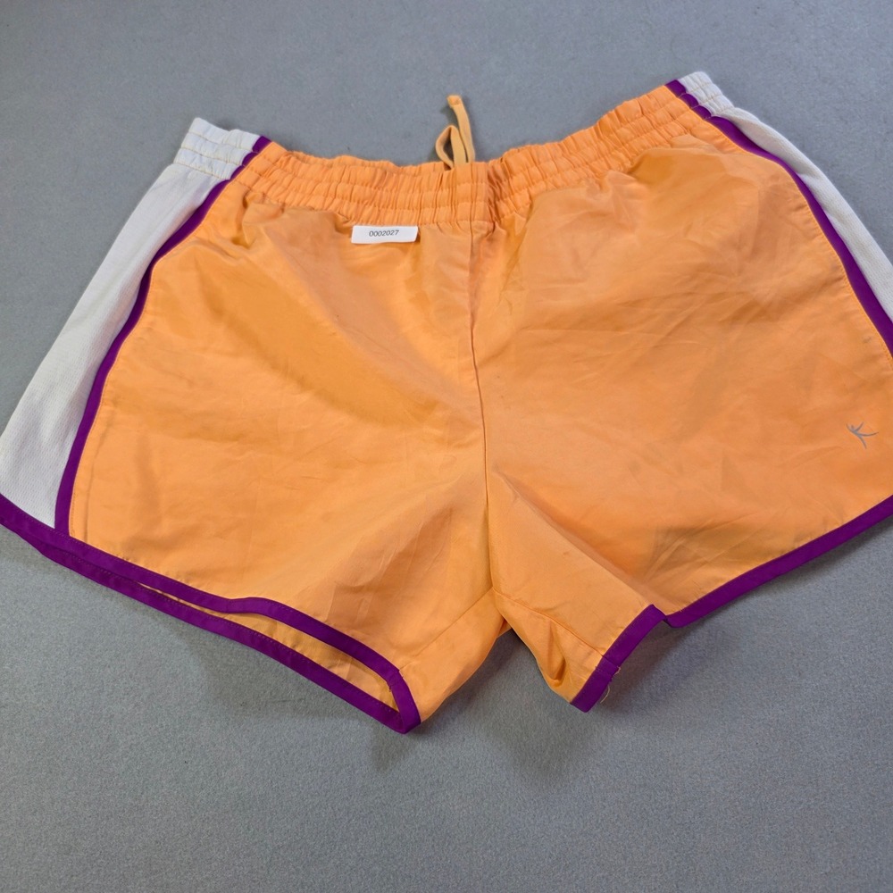 Danskin Now Orange Purple Trim Running Shorts Womens Large 12-14 Mesh Side Panel